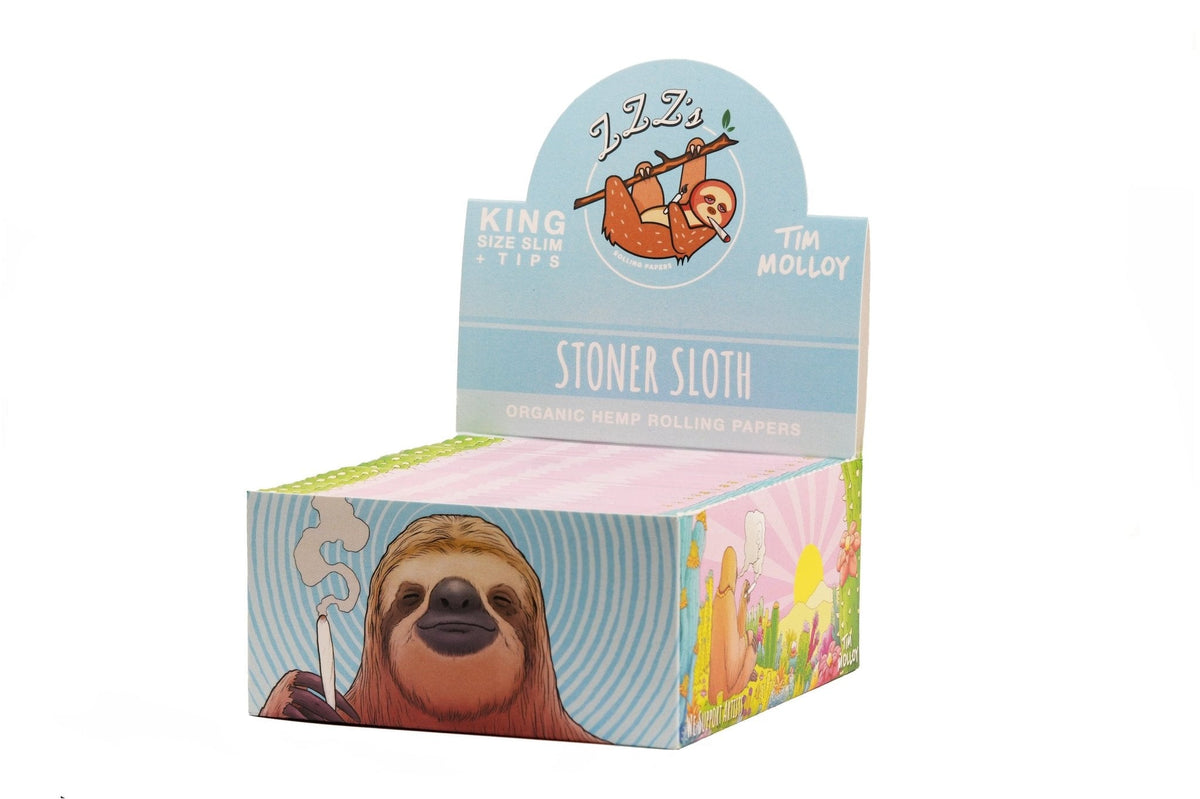 King Size Slim Rolling Papers + Tips - "Stoner Sloth" - ZZZ's Collective